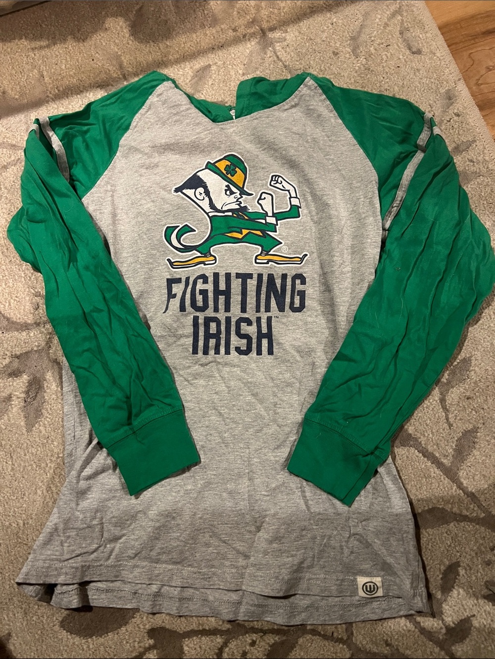 Fighting Irish Kids' Raglan Long Sleeve Shirt - Grey & Green